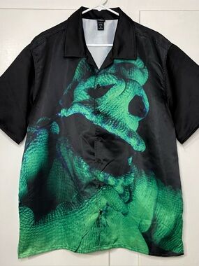 Disney Nightmare Before Christmas Oogie Boogie Face Casual Button Down Shirt